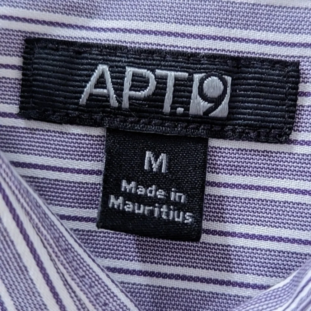 Apt.9 Men's Dress Shirt, Purple/White Stripe, Long‎ Sleeve, Cotton Size M